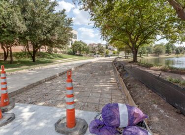 concrete wire mesh laid along Rochelle Blvd